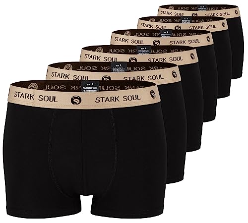 STARK SOUL Herren Boxershorts | Hipster im 6er Pack | Baumwoll-Unterhosen für Männer in Größe L, Schwarz-Safari von STARK SOUL