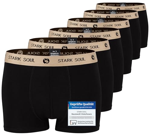 STARK SOUL Herren Boxershorts | Hipster im 6er Pack | Baumwoll-Unterhosen für Männer in Größe L, Schwarz-Safari von STARK SOUL