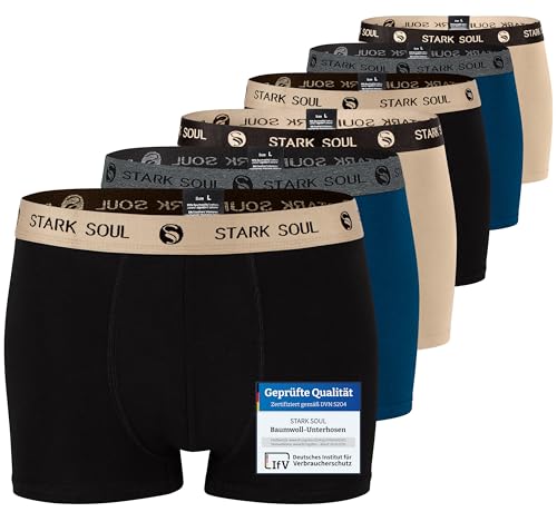 STARK SOUL Herren Boxershorts | Hipster im 6er Pack | Baumwoll-Unterhosen für Männer in Größe M, Gemischt von STARK SOUL