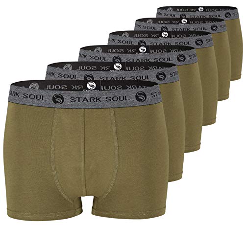 STARK SOUL Herren Boxershorts | Hipster im 6er Pack | Baumwoll-Unterhosen für Männer in Größe M, Khaki von STARK SOUL