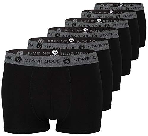 STARK SOUL Herren Boxershorts | Hipster im 6er Pack | Baumwoll-Unterhosen für Männer in Größe M, Schwarz von STARK SOUL