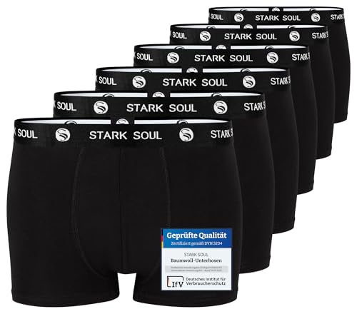 STARK SOUL Herren Boxershorts | Hipster im 6er Pack | Baumwoll-Unterhosen für Männer in Größe XL, Schwarz-schwarz von STARK SOUL