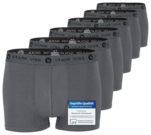 STARK SOUL Herren Boxershorts | Hipster im 6er Pack | Baumwoll-Unterhosen für Männer in Größe XXL, Dunkelgrau von STARK SOUL