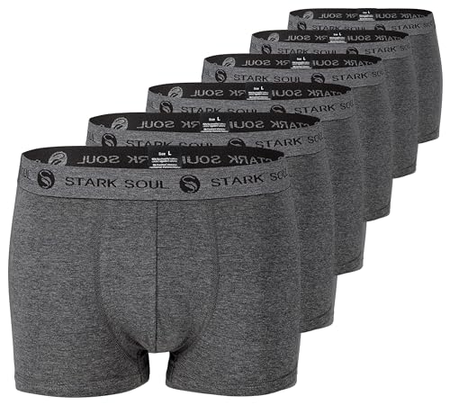 STARK SOUL Herren Boxershorts | Hipster im 6er Pack | Baumwoll-Unterhosen für Männer in Größe XXL, Grau Melange von STARK SOUL