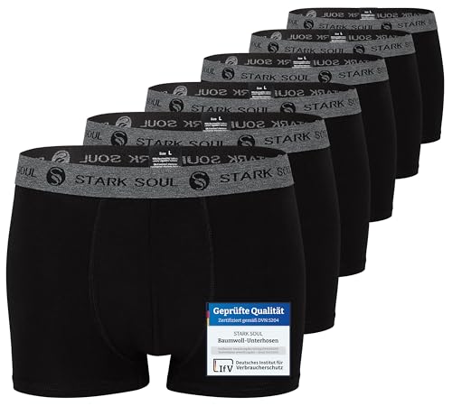 STARK SOUL Herren Boxershorts | Hipster im 6er Pack | Baumwoll-Unterhosen für Männer in Größe XXL, Schwarz von STARK SOUL