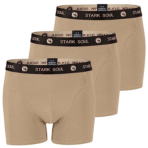 STARK SOUL Herren Boxershorts im 3er Pack, Retroshorts aus weicher Baumwolle, Taupe-Schwarz, Gr. XXL von STARK SOUL