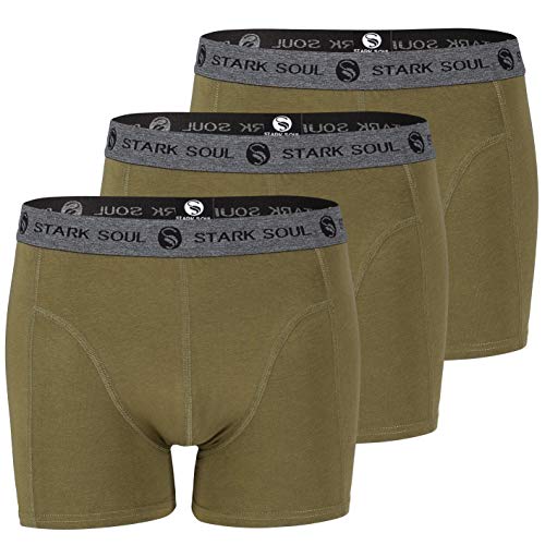 STARK SOUL Herren Boxershorts im 3er Pack | Retroshorts aus weicher Baumwolle | Khaki, Gr. XXL von STARK SOUL