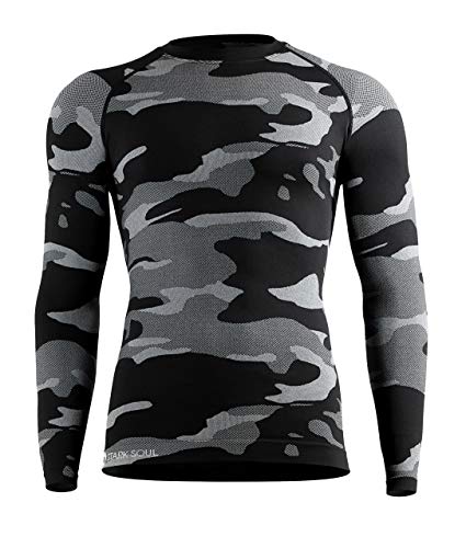 STARK SOUL Herren Ski Funktionswäsche, Outdoor Unterwäsche (L/XL Hemd Camouflage schwarz) von STARK SOUL