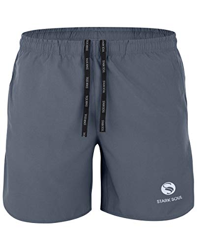 STARK SOUL Herren Sport Shorts Fitness Reflect, Funktionshose, Atmungsaktiv, Schnelltrocknende Trainingsshort - Grau - L von STARK SOUL