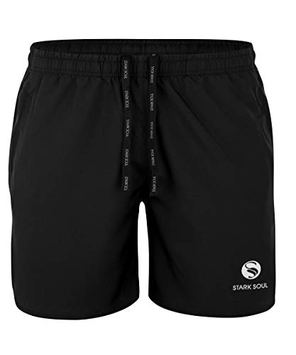 STARK SOUL Herren Sport Shorts Fitness Reflect, Funktionshose, Atmungsaktiv, Schnelltrocknende Trainingsshort - Schwarz - L von STARK SOUL