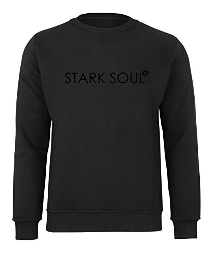 STARK SOUL Herren Sweatshirt French-Terry-Rundhals Druck Ton-in-Ton, Innen angerauht (M, Schwarz) von STARK SOUL
