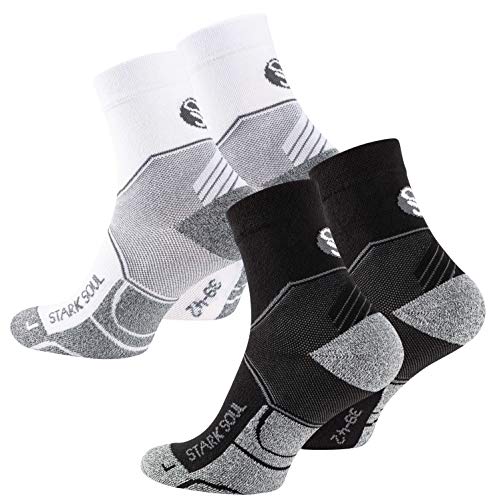 STARK SOUL Quarter Performance Sportsocken, Funktionssocken für Damen & Herren (2 Paar), Laufen, Joggen, Radsport, Fitness, Triathlon, Wandern, Schwarz, Weiss, 35-38 von STARK SOUL