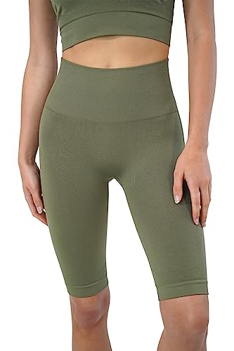 STARK SOUL Radler Shorts - High Waist für Damen - Khaki, Größe L von STARK SOUL