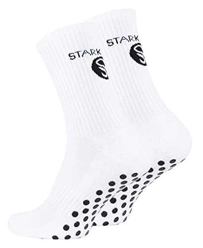 STARK SOUL Rutschfeste Sportsocken - Fußball Socken mit Anti-Rutsch-Sohle, für Damen und Herren | Weiss | Größe: 39-42 von STARK SOUL