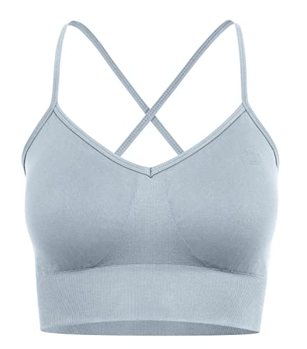 STARK SOUL Seamless Bra -Opaque- mit herausnehmbaren Cups, vielseitiger, funktionaler Damen Sport BH | Hellblau | Größe: L von STARK SOUL