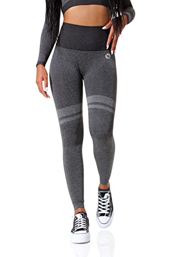 STARK SOUL Seamless Sport Leggings - High Waist für Damen | in schwarz-melange, Größe M von STARK SOUL