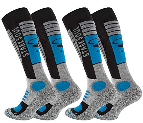 STARK SOUL Ski Funktionssocken, Wintersport Socken mit Spezial Polsterung, 2 Paar (39/42, grau-schwarz-blau) von STARK SOUL