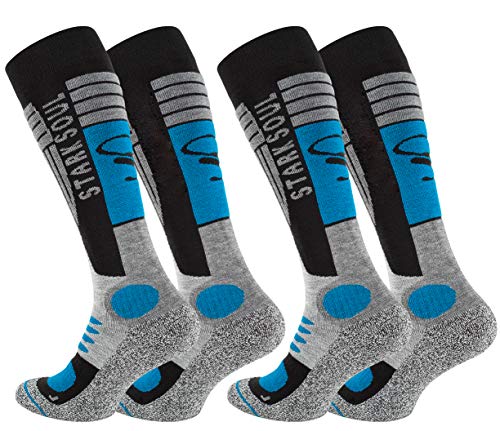 STARK SOUL Ski Funktionssocken, Wintersport Socken mit Spezial Polsterung, 2 Paar (43/46, grau-schwarz-blau) von STARK SOUL
