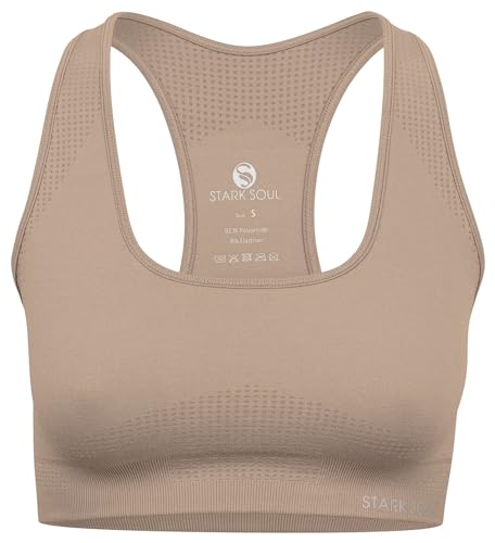 STARK SOUL Sport BH - herausnehmbare Cups, Medium Support | Beige, Größe L von STARK SOUL