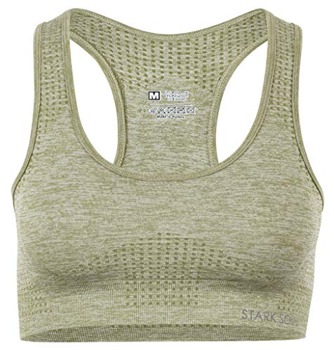 STARK SOUL Sport BH - herausnehmbare Cups, Medium Support | Grün-Melange, Größe S von STARK SOUL