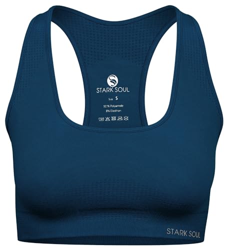 STARK SOUL Sport BH - herausnehmbare Cups, Medium Support | Marineblau, Größe XS von STARK SOUL
