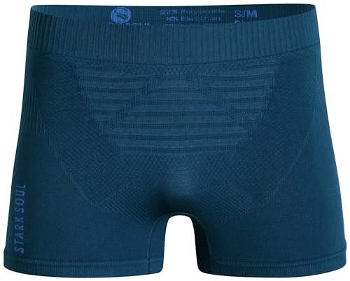 STARK SOUL Sport Boxershorts Herren Seamless Sportunterwäsche -Performance- Boxer Männer, leicht und Atmungsaktiv, Dunkelblau, Gr: S/M von STARK SOUL
