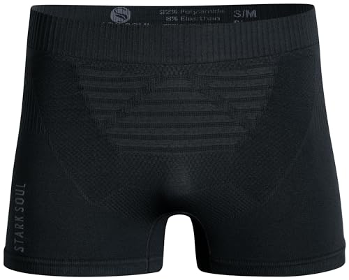 STARK SOUL Sport Boxershorts Herren Seamless Sportunterwäsche -Performance- Boxer Männer, leicht und Atmungsaktiv, Schwarz, Gr: L/XL von STARK SOUL