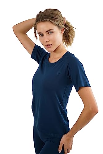 STARK SOUL Sport Shirt Damen Kurzarm Seamless - Racer - Laufshirt, Marineblau, Größe: XS/S von STARK SOUL