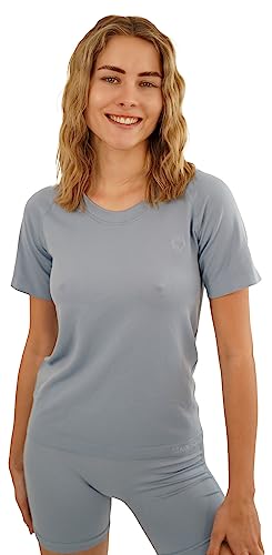 STARK SOUL Sport Shirt Damen Kurzarm Seamless - Racer - Laufshirt, Sky Blue, Größe: M/L von STARK SOUL