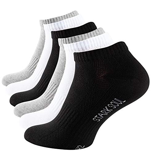 STARK SOUL Sport & Lifestyle Sneaker Socken in Premium Qualität | Unisex für Damen & Herren | 6 Paar | Gr. 35-38, schwarz/weiss/grau von STARK SOUL