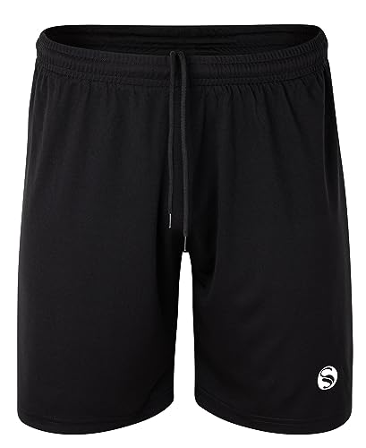Sporthose kurz ohne Innenslip - feuchtigkeitstransportierende Trainingshose, elastischer Bund, Herren und Kinder Größen, Schwarz, Größe L von STARK SOUL
