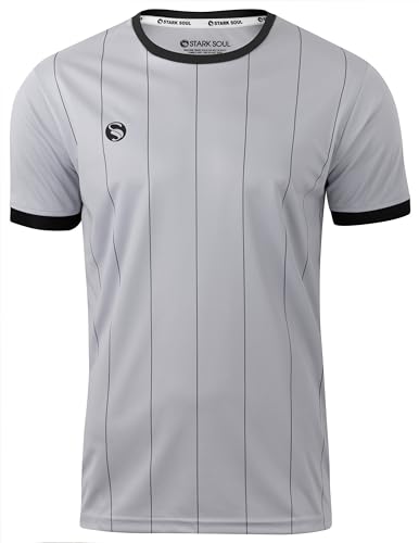 STARK SOUL Sportshirt Herren -Pinstripes- Sport Shirt Kurzarm Trainingsshirt T-Shirt - Farbe: Grau-Schwarz - Grösse: XXL von STARK SOUL
