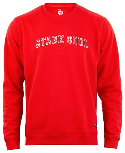 STARK SOUL Sweatshirt College Rundhals-Sweater Unisex | 270 GSM - innen angeraut - Baumwolle rot Gr M von STARK SOUL