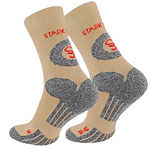 STARK SOUL Trekking Wandersocken für Damen & Herren, 2 Paar Atmungsaktive Gepolsterte Outdoor-Socken (Beige, 39-42) von STARK SOUL