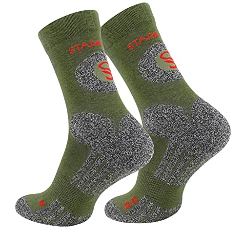 STARK SOUL Trekking Wandersocken für Damen & Herren, 2 Paar Atmungsaktive Gepolsterte Outdoor-Socken (Khaki, 35-38) von STARK SOUL