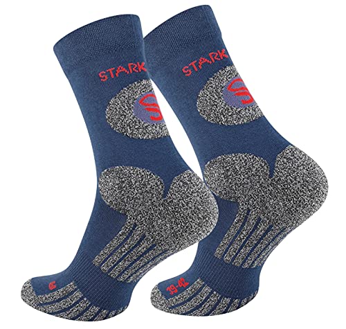 STARK SOUL Trekking Wandersocken für Damen & Herren, 2 Paar Atmungsaktive Gepolsterte Outdoor-Socken (Marine, 39-42) von STARK SOUL