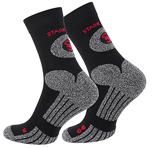 STARK SOUL Trekking Wandersocken für Damen & Herren, 2 Paar Atmungsaktive Gepolsterte Outdoor-Socken (Schwarz, 35-38) von STARK SOUL