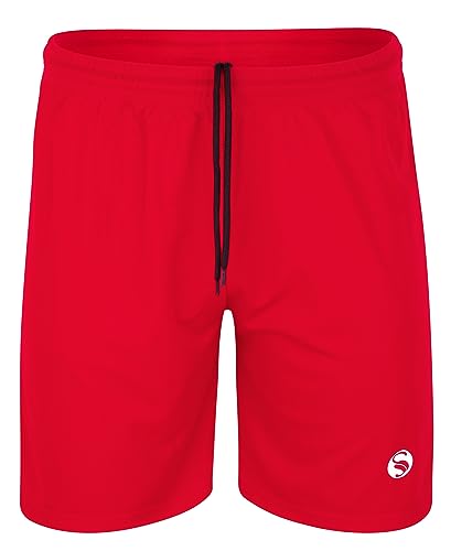 Sporthose kurz ohne Innenslip - feuchtigkeitstransportierende Trainingshose, elastischer Bund, Herren und Kinder Größen, Rot, Größe XXL von STARK SOUL
