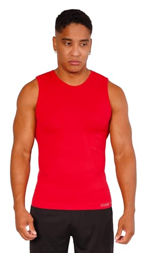 Tanktop Unterzieh-Shirts Ärmellos Seamless - WARM UP -, Herren Sport Top | Farbe: Rot | Grösse: L/XL von STARK SOUL