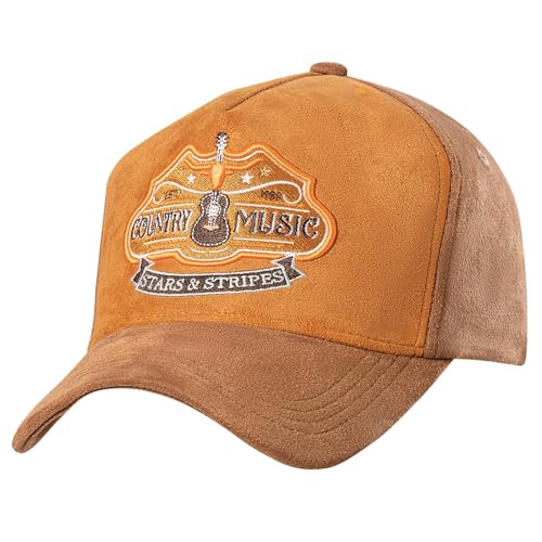 STARS & STRIPES Western-Mode Trucker Cap Country Music Brown – Braun in Wildlederoptik mit 3D-Bestickung & Snapback-Verschluss von STARS & STRIPES