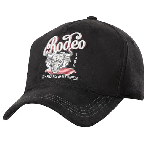 STARS & STRIPES Western-Mode Trucker Cap Rodeo Black – Schwarz mit Wildlederoptik, 3D-Bestickung & Snapback-Verschluss von STARS & STRIPES