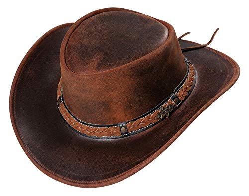 STARS & STRIPES Butch Lederhut – Robuster Western Fedora aus gewachstem Spaltleder von STARS & STRIPES