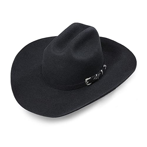 STARS & STRIPES Houston Black Hut – Hochwertiger Western-Cowboyhut aus Wollfilz von STARS & STRIPES