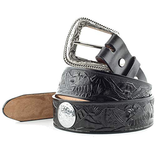 STARS & STRIPES Gürtel Ledergürtel Westerngürtel Biker Cowboy Leder Unisex »WG-04« Gr.46 / 117cm von STARS & STRIPES