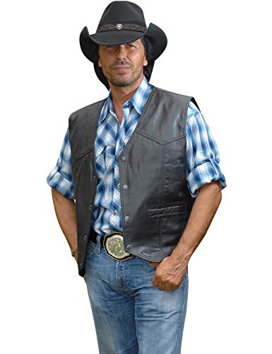 STARS & STRIPES Herren Weste Cowboyweste Herrenweste Lederweste Westernweste Cowboy Country Leder Western Westernstyle »Jason« Gr.3XL von STARS & STRIPES