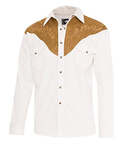 STARS & STRIPES Herren Westernhemd Boston - Westernwear-Shop Edition mit Kragenecken und Samtbeutel Herren Westernkleidung Westernbekleidung Westernhemd Westernshirt (XX-Large) Wei? von STARS & STRIPES