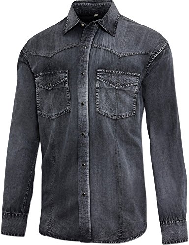 STARS & STRIPES Westernhemd Enzo – Grau im Fade-Out-Look mit Rückenstickerei von STARS & STRIPES