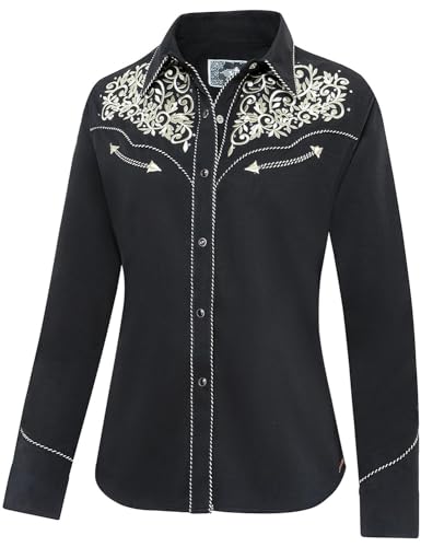 STARS & STRIPES Holly Westernbluse für Damen – Schwarz-Weiß, Strass & Stickerei von STARS & STRIPES