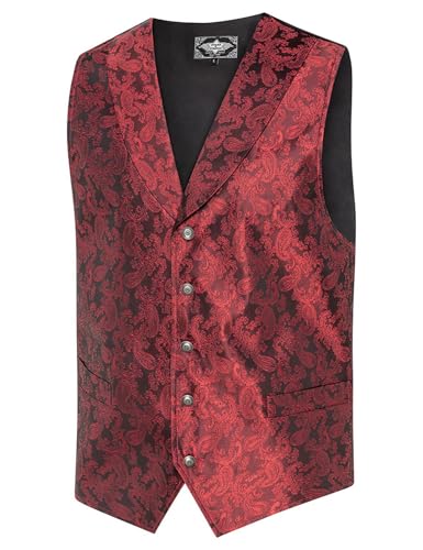 STARS & STRIPES King Red Weste – Hochwertige Western Old-Style Weste mit Paisley-Muster von STARS & STRIPES