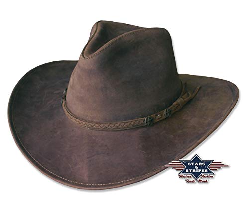 STARS & STRIPES Bandera Lederhut – Hochwertiger Nubuk Western Fedora von STARS & STRIPES